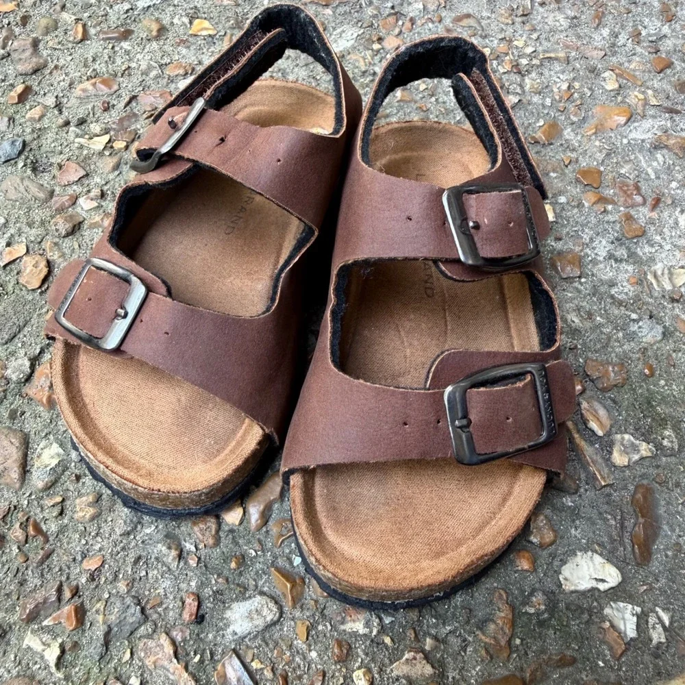 Lucky Brand Blanc Brown Double Strap Cork Sandals Toddler Size 8M